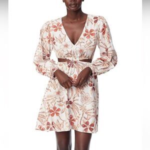 Sam Edelman floral print linen/viscose cut out mini dress, L